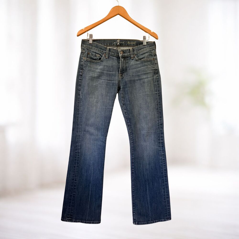 Vintage Womens 7 For All Mankind Bootcut Jeans 30 Dk Blue Y2K Western Rodeo USA